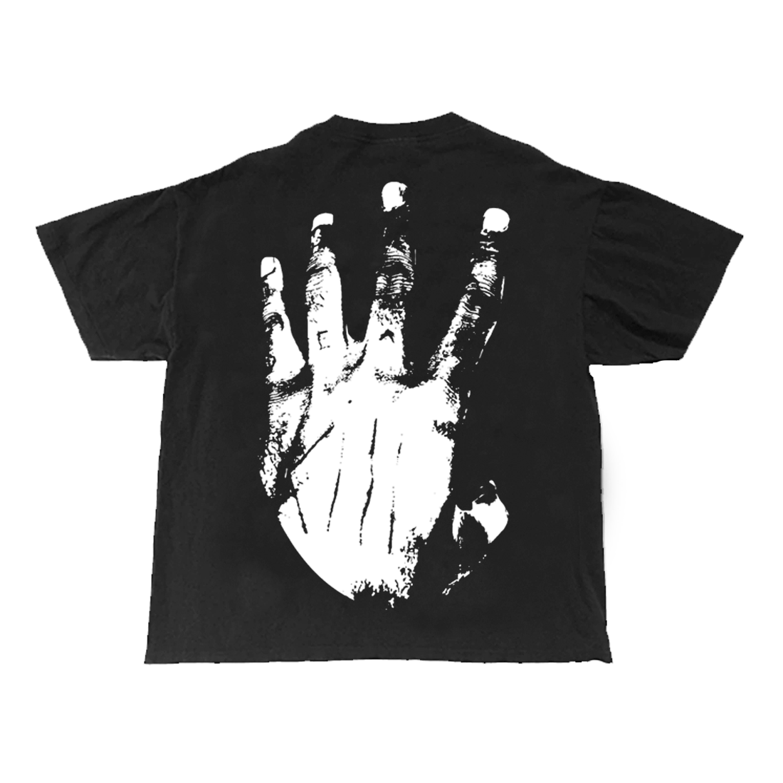 Black 'Look At Me T-shirt' screen printed back graphic white hand